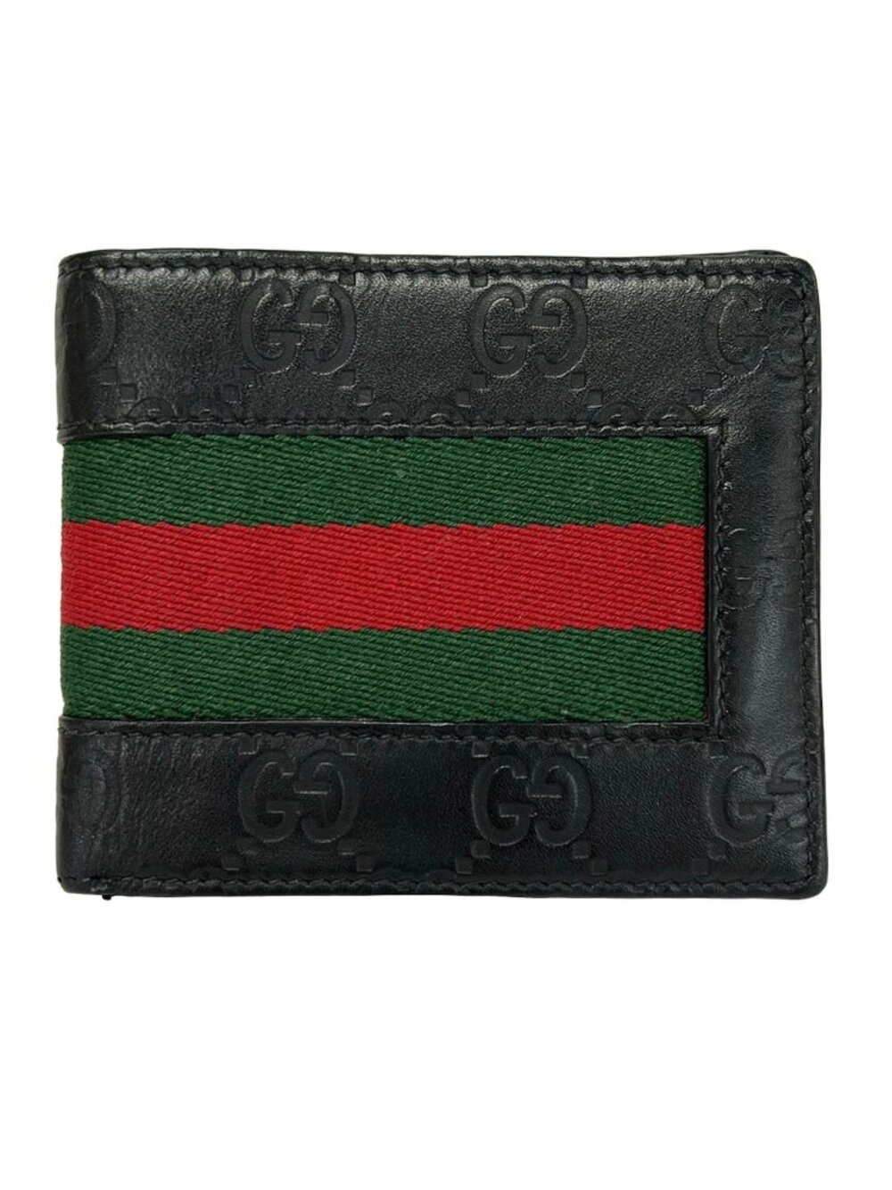Gucci Bifold Wallet Sherry Black Green Red Leather